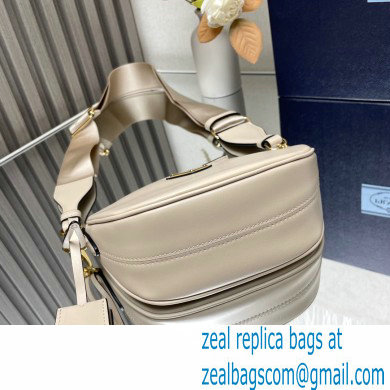 Prada Leather mini shoulder bag 1BH212 White 2024