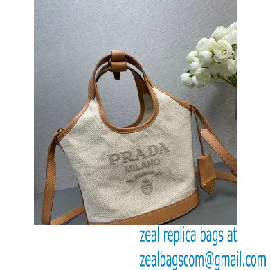 Prada Linen blend and leather mini-buckle bag 1BE074 2024