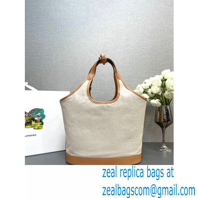 Prada Medium linen blend and leather tote bag 1BG471 2024