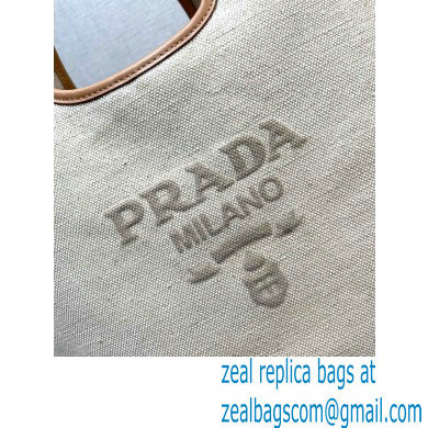 Prada Medium linen blend and leather tote bag 1BG471 2024