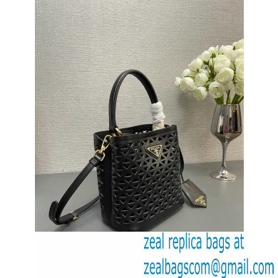 Prada Panier leather mini-bag with cut-out motif 1BA217 Black 2024