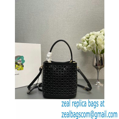 Prada Panier leather mini-bag with cut-out motif 1BA217 Black 2024