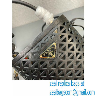 Prada Panier leather mini-bag with cut-out motif 1BA217 Black 2024