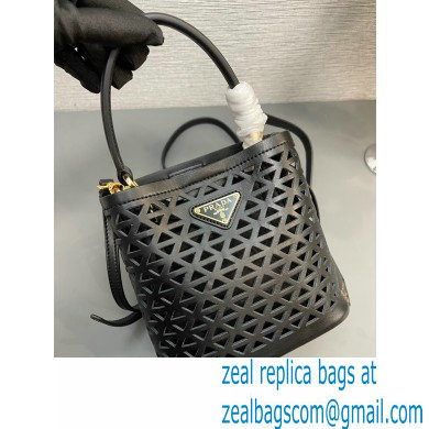 Prada Panier leather mini-bag with cut-out motif 1BA217 Black 2024