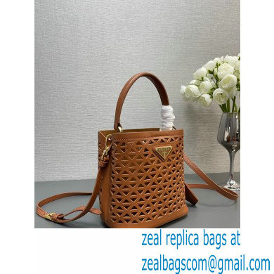 Prada Panier leather mini-bag with cut-out motif 1BA217 Brown 2024