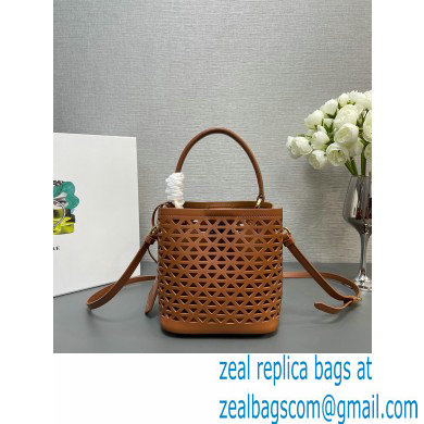 Prada Panier leather mini-bag with cut-out motif 1BA217 Brown 2024