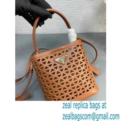 Prada Panier leather mini-bag with cut-out motif 1BA217 Brown 2024