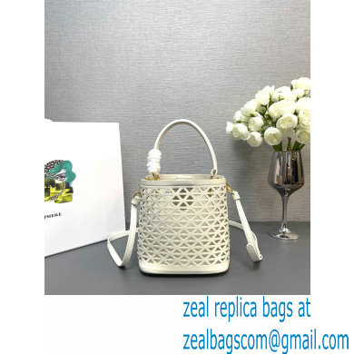 Prada Panier leather mini-bag with cut-out motif 1BA217 White 2024