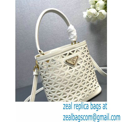 Prada Panier leather mini-bag with cut-out motif 1BA217 White 2024