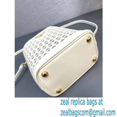 Prada Panier leather mini-bag with cut-out motif 1BA217 White 2024