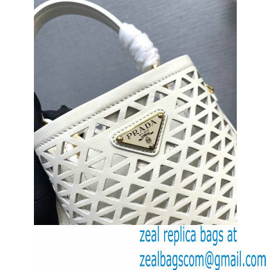 Prada Panier leather mini-bag with cut-out motif 1BA217 White 2024