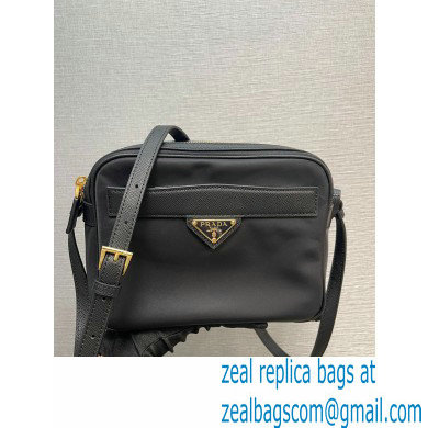 Prada Re-Edition 1978 Re-Nylon and Saffiano leather mini shoulder bag 1BH218 Black 2024