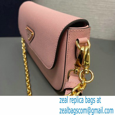 Prada Saffiano leather mini-bag 1BD356 Pink 2024