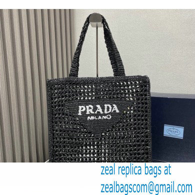 Prada raffia tote bag 1BG393 Black 2024