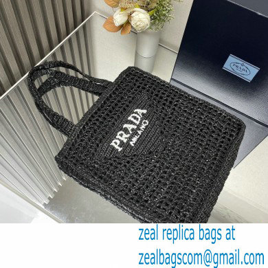 Prada raffia tote bag 1BG393 Black 2024