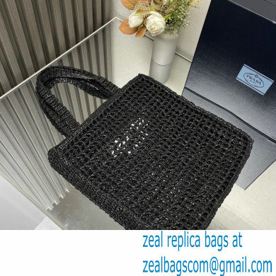 Prada raffia tote bag 1BG393 Black 2024