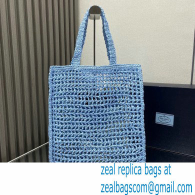 Prada raffia tote bag 1BG393 Light Blue 2024