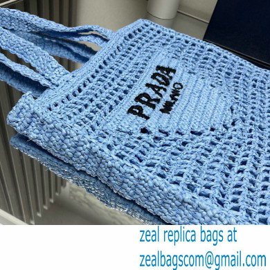 Prada raffia tote bag 1BG393 Light Blue 2024