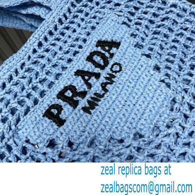 Prada raffia tote bag 1BG393 Light Blue 2024