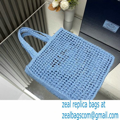 Prada raffia tote bag 1BG393 Light Blue 2024