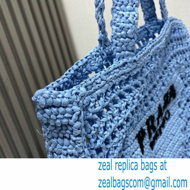 Prada raffia tote bag 1BG393 Light Blue 2024