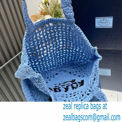 Prada raffia tote bag 1BG393 Light Blue 2024