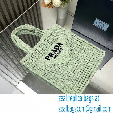 Prada raffia tote bag 1BG393 Light Green 2024