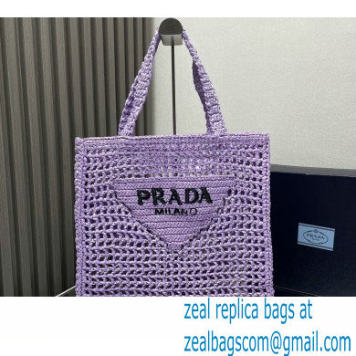 Prada raffia tote bag 1BG393 Lilac 2024