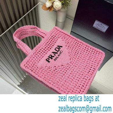 Prada raffia tote bag 1BG393 Pink 2024