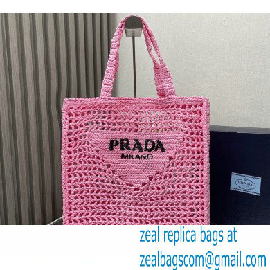 Prada raffia tote bag 1BG393 Pink 2024