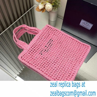 Prada raffia tote bag 1BG393 Pink 2024