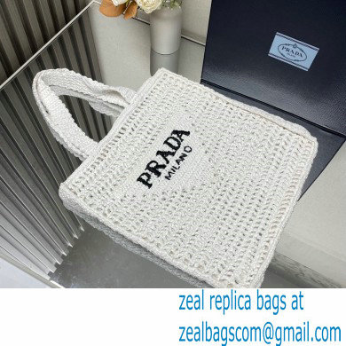 Prada raffia tote bag 1BG393 White 2024