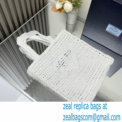 Prada raffia tote bag 1BG393 White 2024