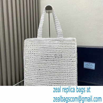 Prada raffia tote bag 1BG393 White 2024