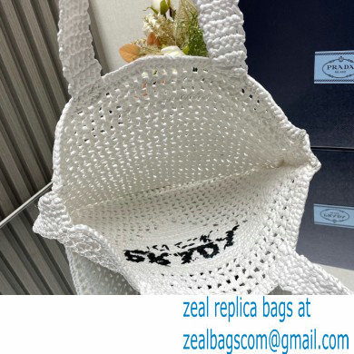 Prada raffia tote bag 1BG393 White 2024