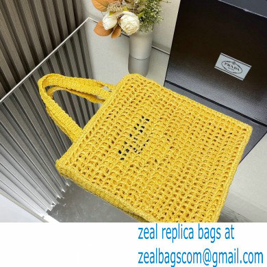 Prada raffia tote bag 1BG393 Yellow 2024