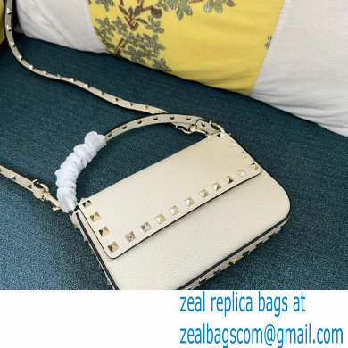 VALENTINO ROCKSTUD GRAINY CALFSKIN POUCH WHITE 2024