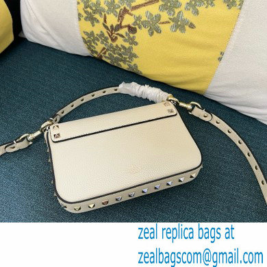 VALENTINO ROCKSTUD GRAINY CALFSKIN POUCH WHITE 2024