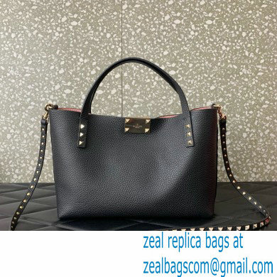 VALENTINO SMALL ROCKSTUD GRAINY CALFSKIN BAG WITH CONTRASTING LINING BLACK 2024