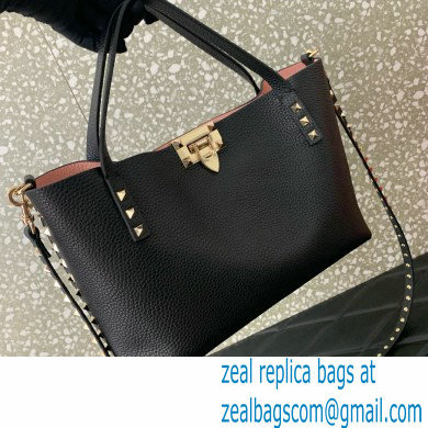 VALENTINO SMALL ROCKSTUD GRAINY CALFSKIN BAG WITH CONTRASTING LINING BLACK 2024