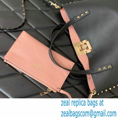 VALENTINO SMALL ROCKSTUD GRAINY CALFSKIN BAG WITH CONTRASTING LINING BLACK 2024