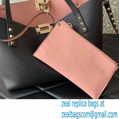 VALENTINO SMALL ROCKSTUD GRAINY CALFSKIN BAG WITH CONTRASTING LINING BLACK 2024