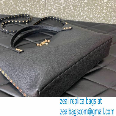 VALENTINO SMALL ROCKSTUD GRAINY CALFSKIN BAG WITH CONTRASTING LINING BLACK 2024