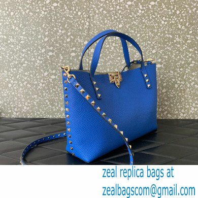 VALENTINO SMALL ROCKSTUD GRAINY CALFSKIN BAG WITH CONTRASTING LINING blue 2024