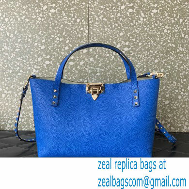 VALENTINO SMALL ROCKSTUD GRAINY CALFSKIN BAG WITH CONTRASTING LINING blue 2024