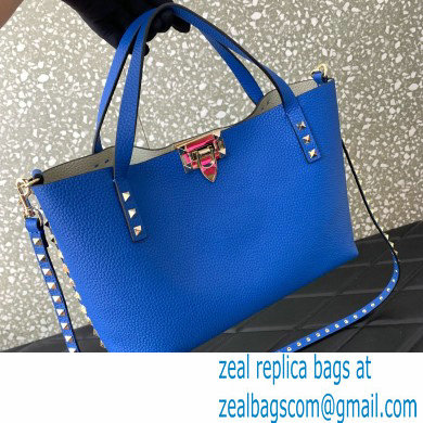 VALENTINO SMALL ROCKSTUD GRAINY CALFSKIN BAG WITH CONTRASTING LINING blue 2024