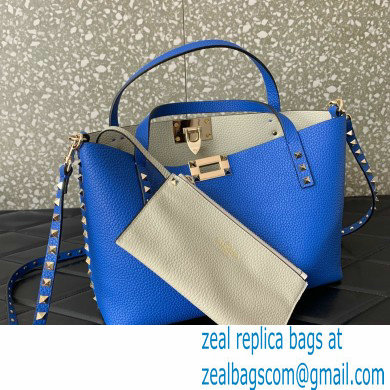 VALENTINO SMALL ROCKSTUD GRAINY CALFSKIN BAG WITH CONTRASTING LINING blue 2024