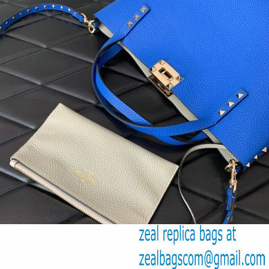 VALENTINO SMALL ROCKSTUD GRAINY CALFSKIN BAG WITH CONTRASTING LINING blue 2024