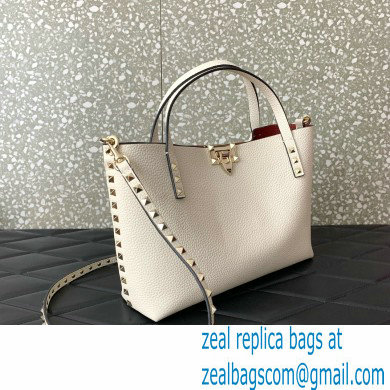 VALENTINO SMALL ROCKSTUD GRAINY CALFSKIN BAG WITH CONTRASTING LINING white 2024