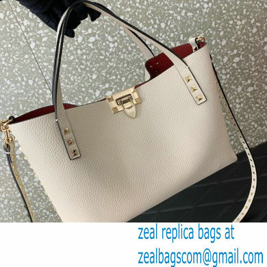 VALENTINO SMALL ROCKSTUD GRAINY CALFSKIN BAG WITH CONTRASTING LINING white 2024